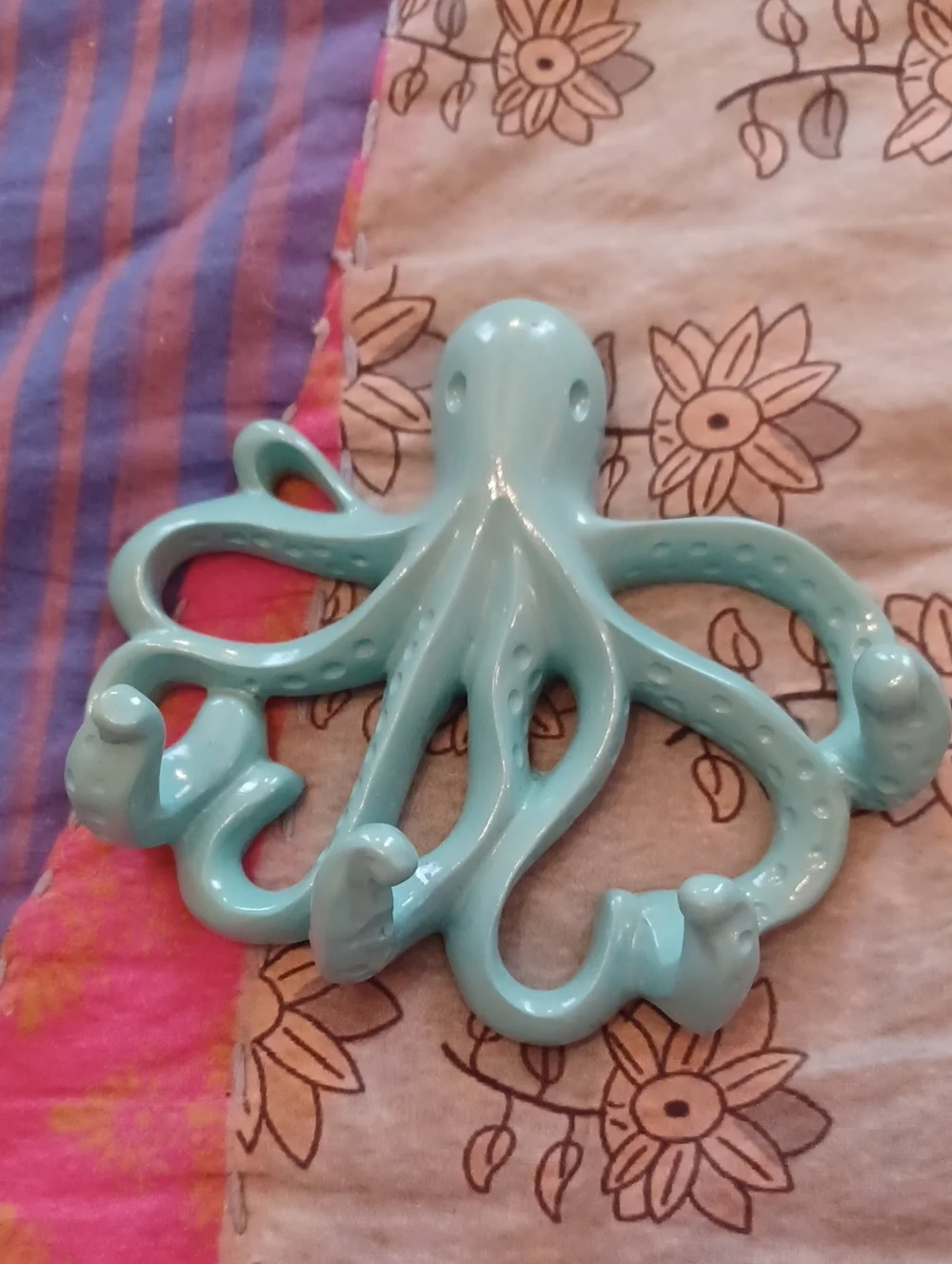 Source Unknown Aqua Octopus Multi-Hook Wall Decor